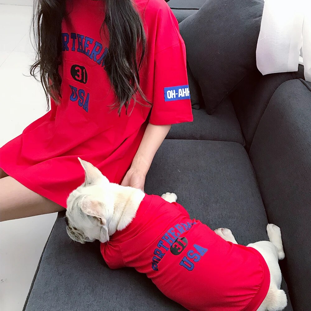 Cotton Printed T-Shirt Dog And Owner Matching Outfit