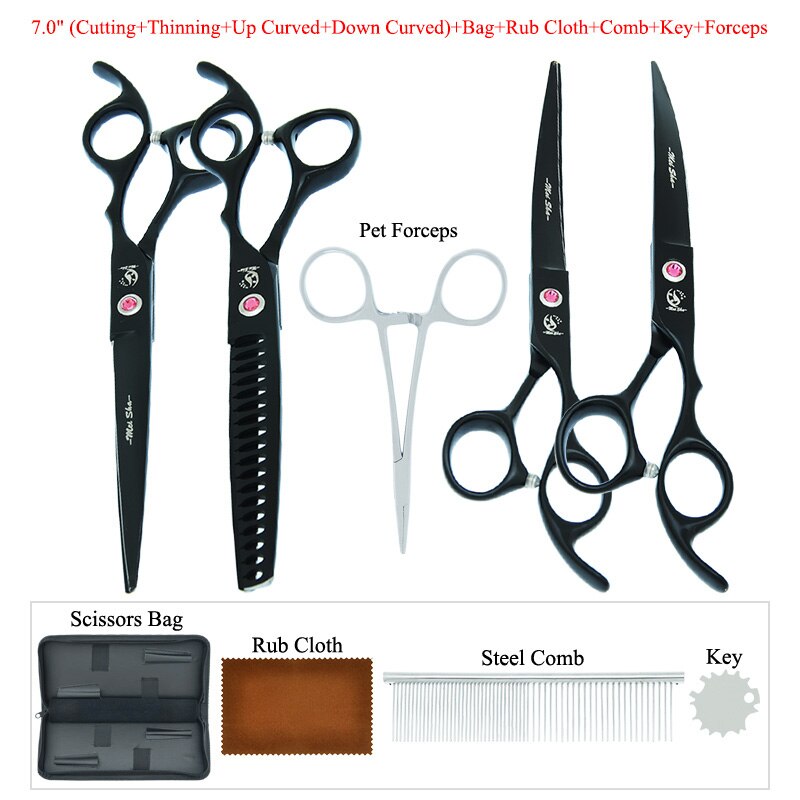 Black Curved Cutting Haircut Tools Full Set - My Pets Today